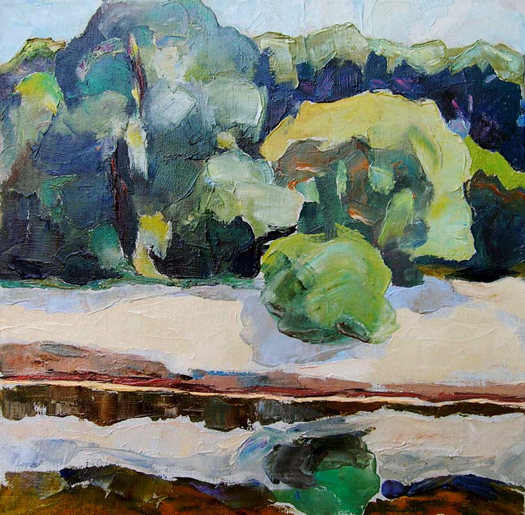 135 - Дикий” пляж на р. Снов. / “Wild” beach on the Snov river. 10.08.2013, oil, canvas, 43х44 cm 