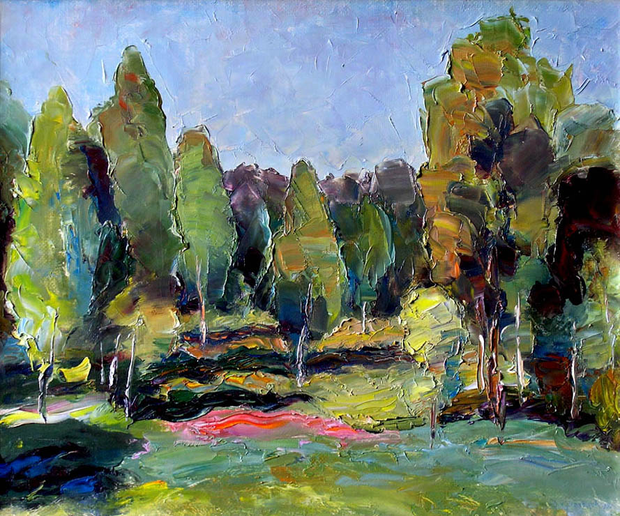 Клевер цветёт. Никулинский парк, Москва. / Clover In Bloom. Nikulino Park, Moscow. 1997, oil, canvas, 42x35 cm