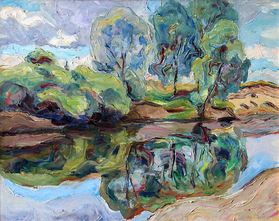 30 - Украина. Река Снов. Клочков. / Ukraine. The River Snov. Klochkov. 2003, oil, canvas, 43x35 cm