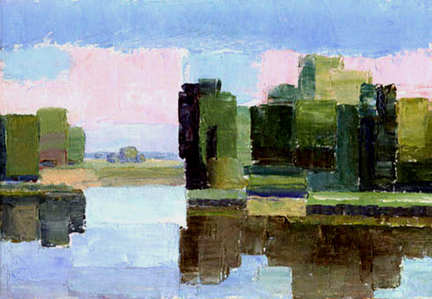 88 - Кристальное утро. / Crystal Morning. 1989, oil, canvas on cardboard, 17x26 cm