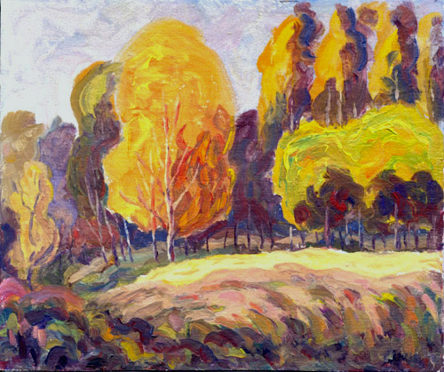 Травы и деревья на закате.2000
