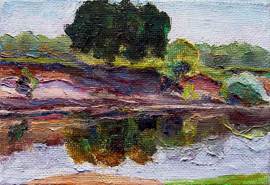  Июнь на реке Снов. / The River Snov In June. 2009, oil, canvas, 14x18 cm 