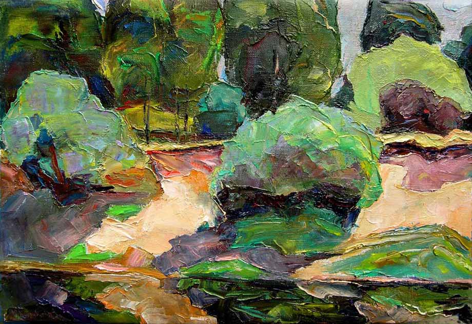 Мажорный берег реки. Этюд. / Сheerful Riverside. Study. 2011, oil, canvas, 29x45 cm
