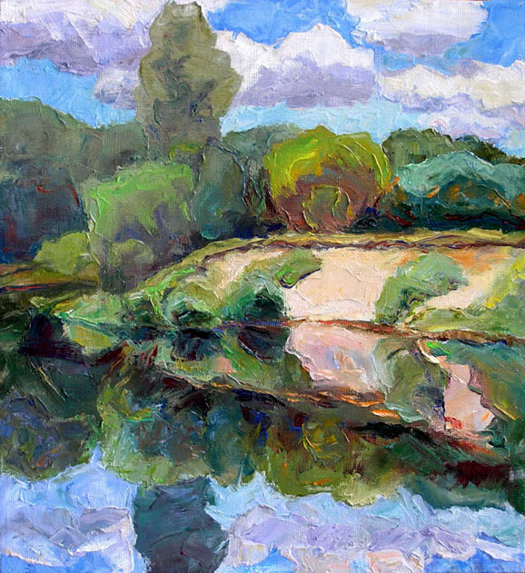 Этюд реки в облачный день. / The Cloudy River Study. 2008, oil, canvas, 35x38 cm