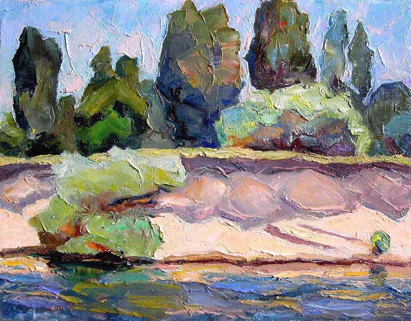 Солнце и тени на крутом берегу. / Sunlight & Shadows On The Steep Bank. 2008, oil, canvas, 45x35 cm