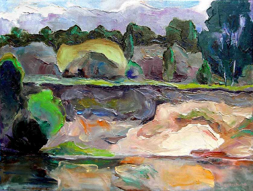 Обрывистый берег перед грозой. / Steep Riverside Before Thunder Storm. 2011, oil, canvas, 33x43 cm
