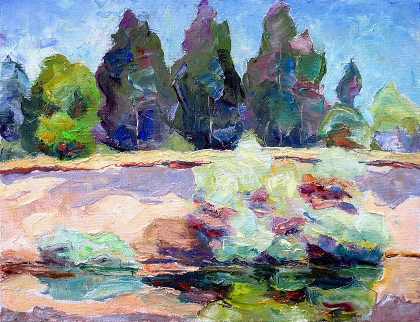 Солнце на крутом берегу. / Sunlight On The Steep Bank. 2008, oil, canvas, 43x35 cm