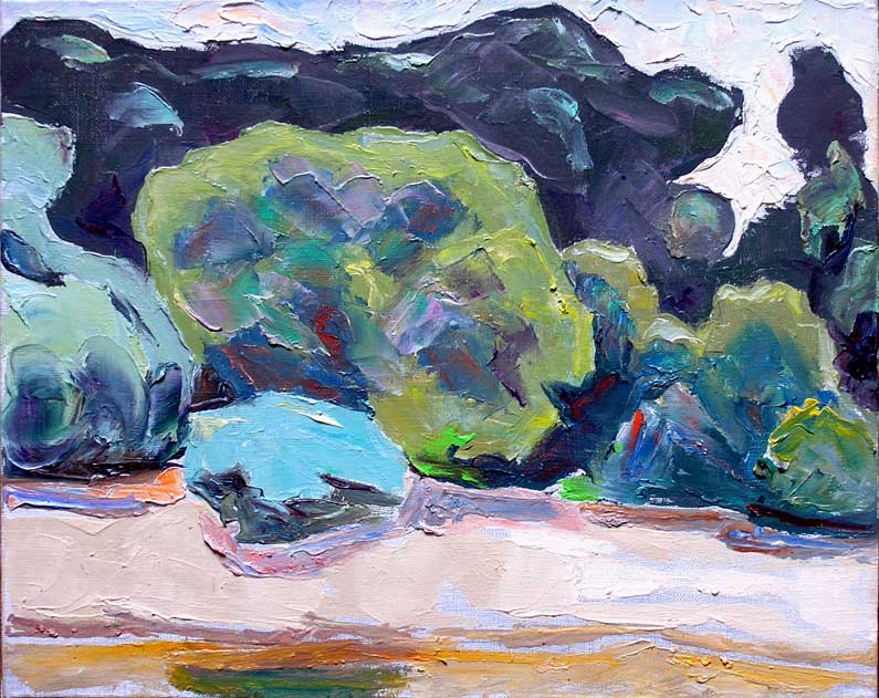 Этюд берега реки в контражуре. / The Riverside Study In Contre-jour. 2010, oil, canvas, 33x41cm 