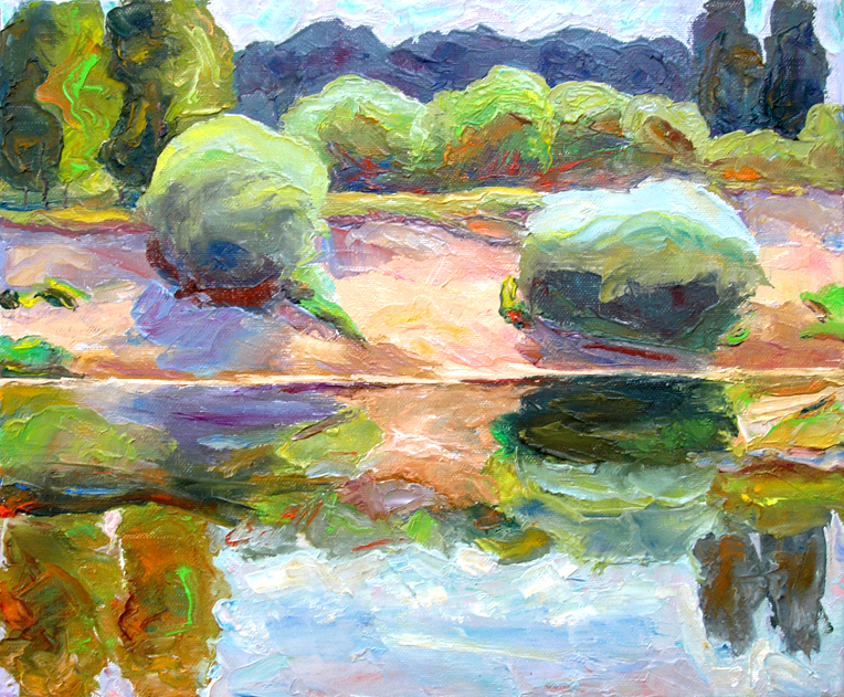 Июльское сияние на реке Снов. / July Glamour On The Snov River. 2010, oil, canvas, 30x36cm 
