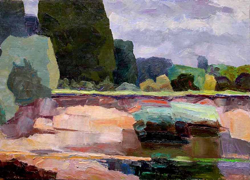  Переменная погода на реке Снов. / Changing Weather On The Snov River. 2009, oil, canvas, 35х45 cm 