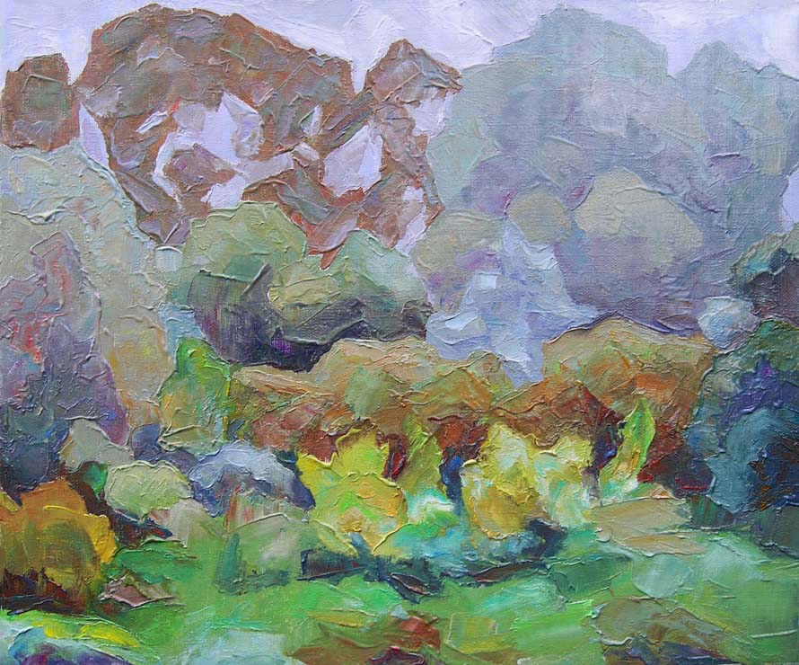  129 - «В кустах», октябрь, дождь. / “In The Bushes”, October, Rain.  2012, oil, canvas, 35x42 cm 