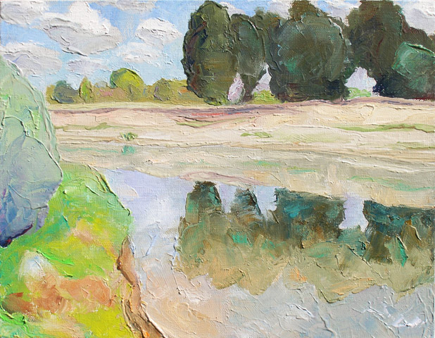 144 – Солнечная река Снов. Седнев, Украина. / The Sunny River Snov. Sednev, Ukraine. 2014, oil, canvas, 25x32 cm