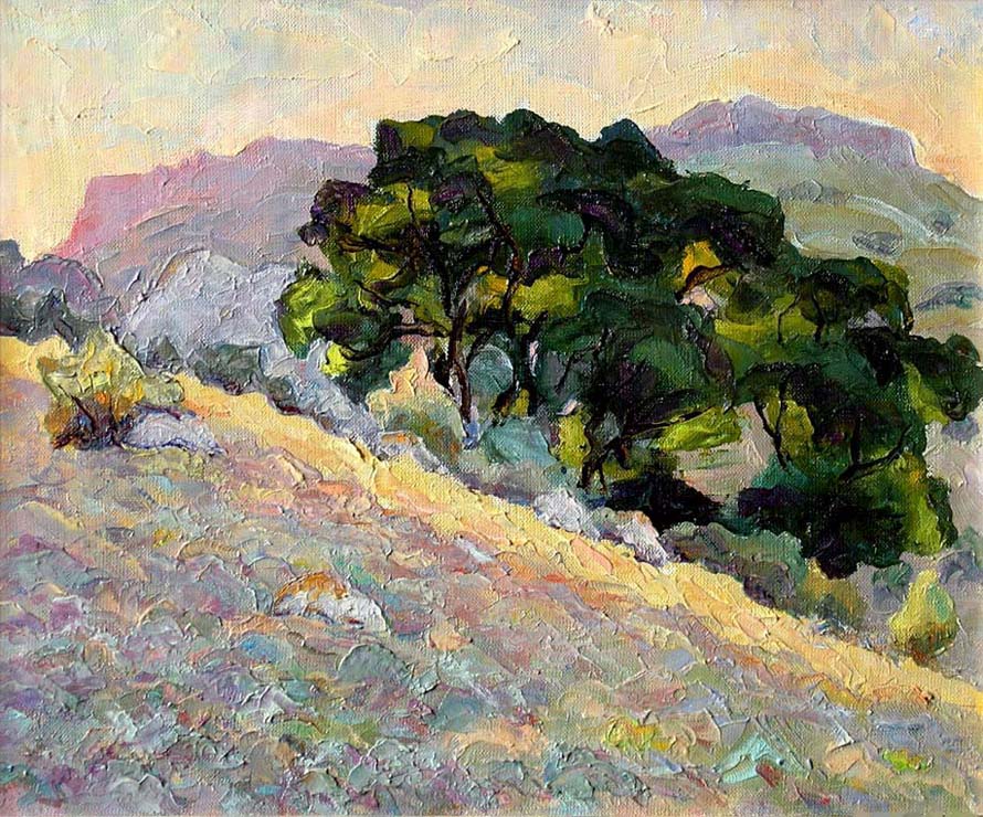 Последняя солнечная дорожка. Крым. Карадаг. / The Sunset Road. Crimea.
Karadag.  2006, oil, canvas, 43x35 cm