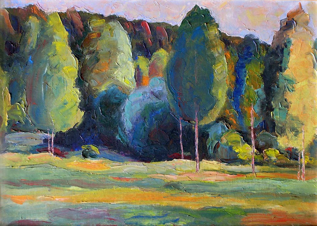 53 - Опушка леса в парке Никулино. Москва. / The Edge Of The Forest In Nikulino Park. Moscow. 1999, oil, canvas, 49x33 cm