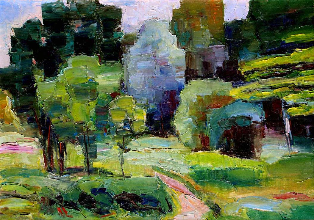 68 - Поворот дорожки. В парке Тропарёво. Москва. / The Turn Of The Path. In Troparevo Park. Moscow. 1998, oil, canvas, 46x35 cm