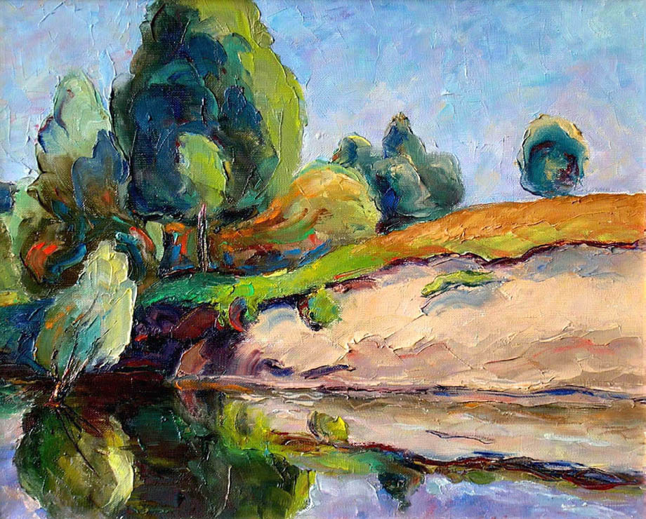 Деревце в реке Снов. Клочков, Украина. / Little Tree In The Snov River. Klochkov, Ukraine. 2006, oil, canvas, 42x35 cm