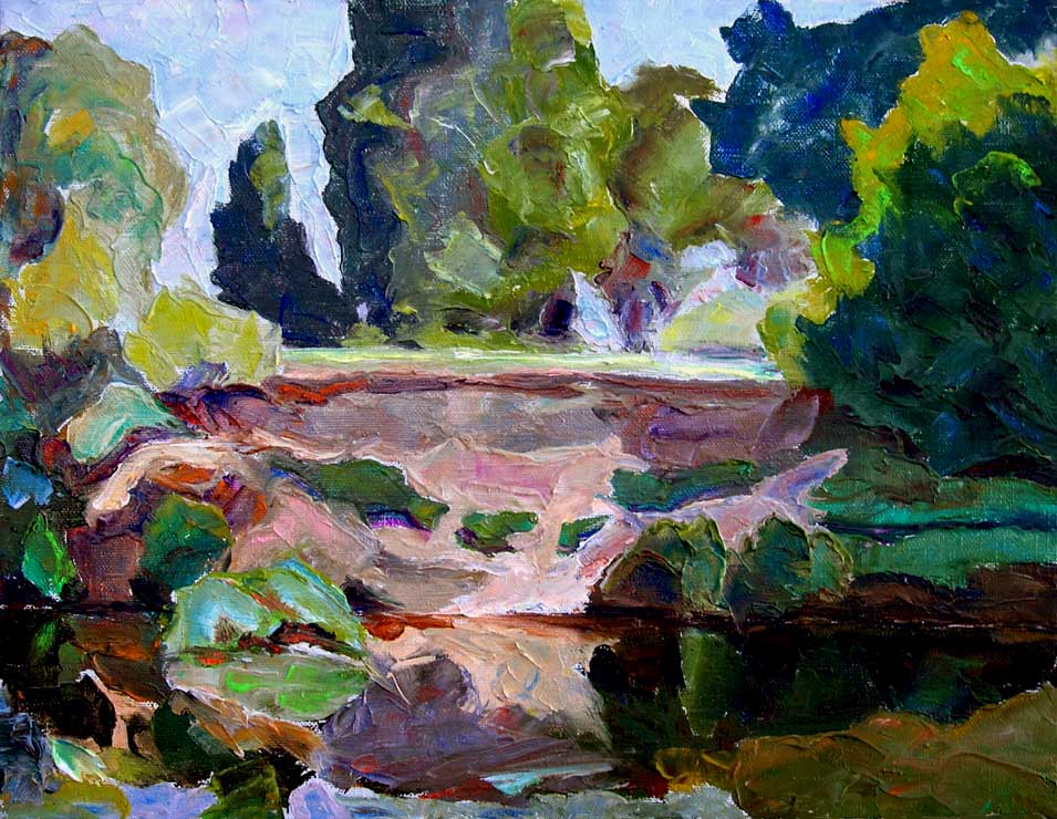 98 - Обрыв над омутом. Река Снов, Украина. / Steep Bank Over The Deep. The Snov River, Ukraine. 2010, oil, canvas, 30x40 cm