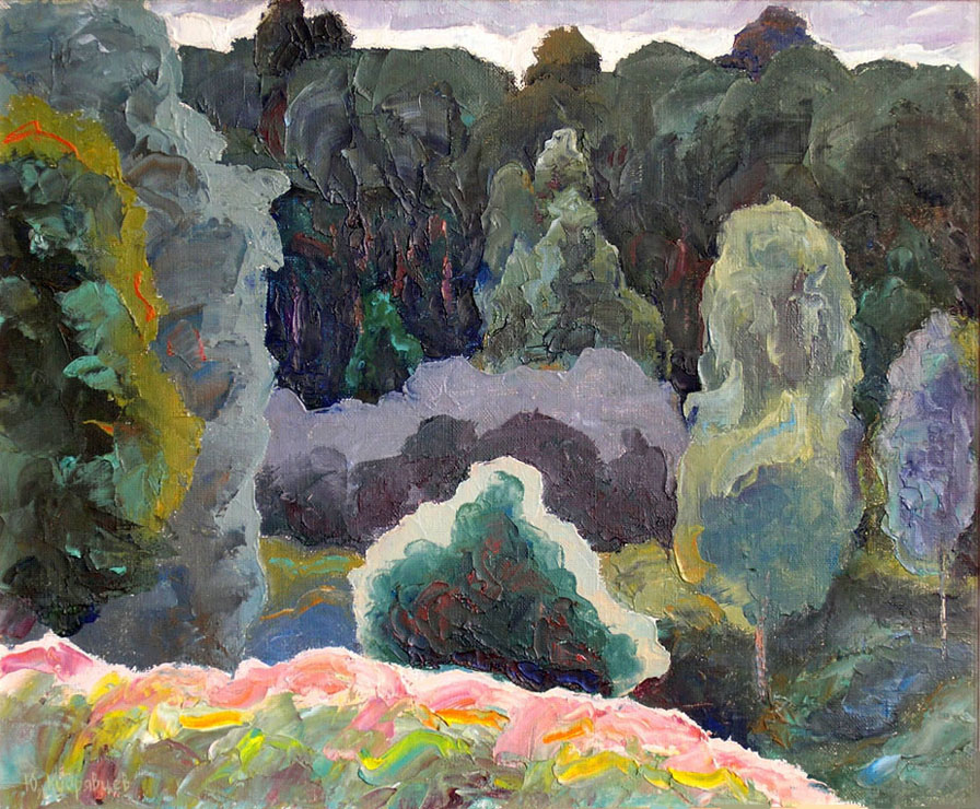 Августа мягкое сияние. Никулинский парк, Москва. / Soft Radiance Of August. Nikulino Park, Moscow. 1998, oil, canvas, 43x35 cm
